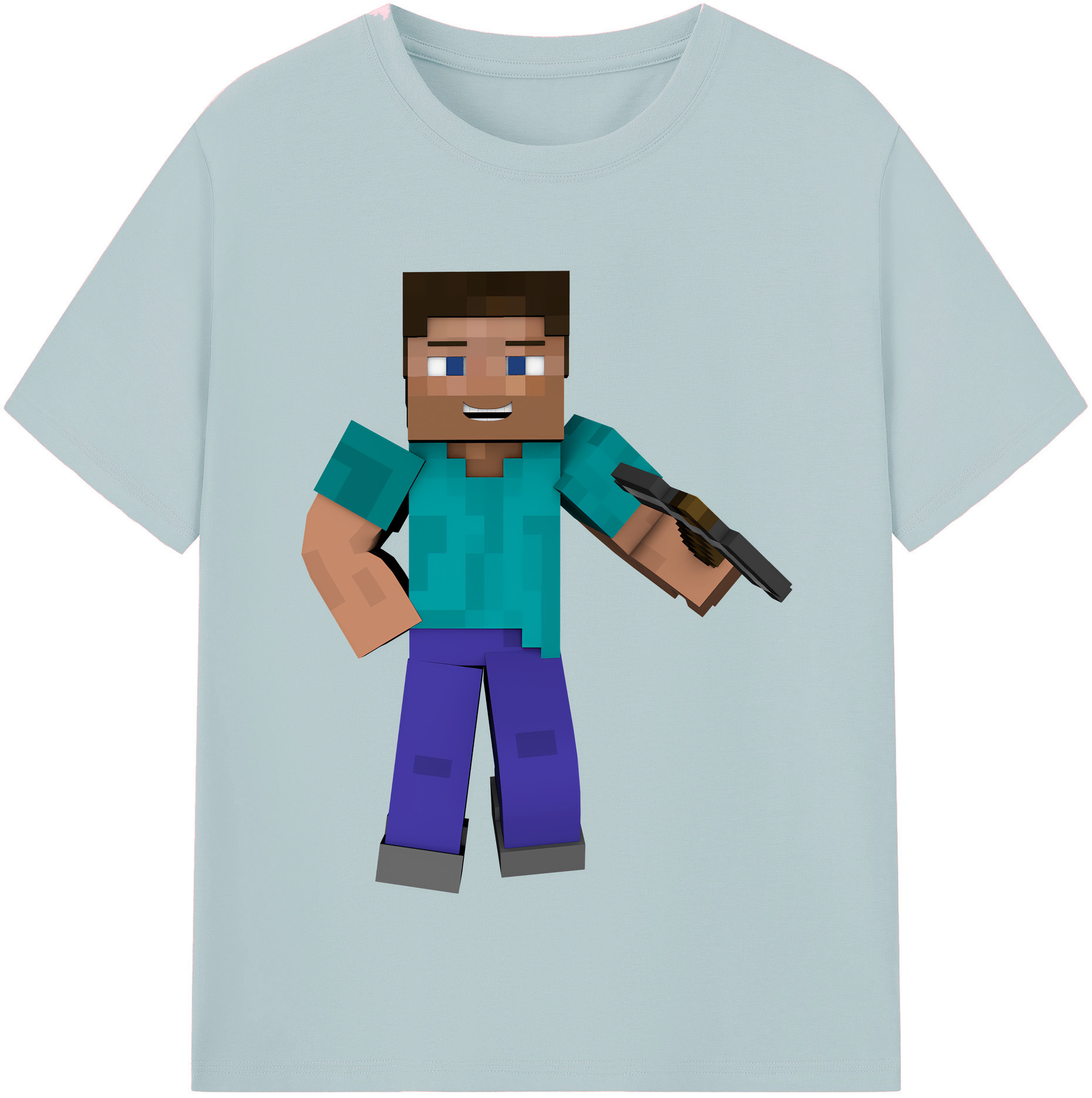 （画像用） マインクラフト ブロックの世界 Minecraft MC Block world 綿100％半袖Tシャツ（フロントプリント）
